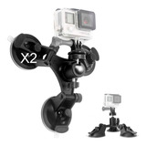 2 Ventosas Chupon Triple P/ Camaras Gopro, Eken Sjcam Evorok