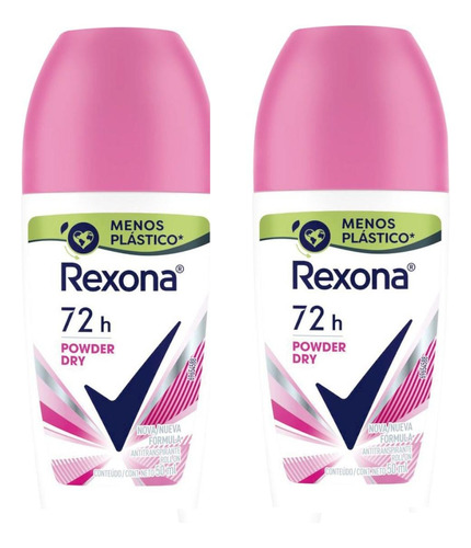 2 Desodorantes Roll On Rexona Powder Dry 48h - 50ml - Woman