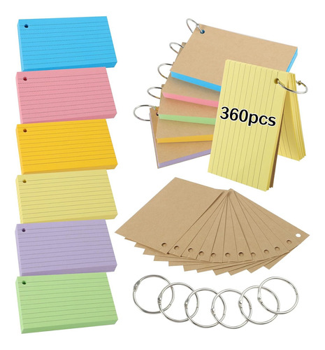 Tarjetas Flash, 600 Unidades De Tarjetas De Índice Multicolo