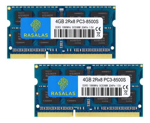 Rasalas Pc3-8500 Kit De 8 Gb (2 X 4 Gb) Ddr3 1066 Mhz Sodimm