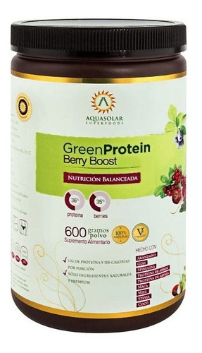 Aquasolar - Green Protein - Berry Boost 600g Polvo