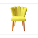 Cadeira Petala Veludo Cor Amarelo Sala Penteadeira Pé Palito