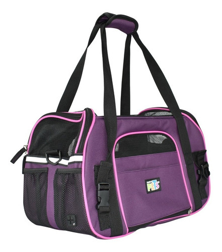 Transportadora Tela Tour Med  43 X 29 X 23 Cms Perro Y Gato Color Morada