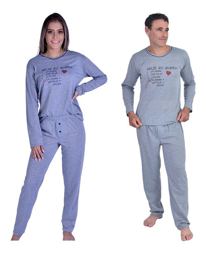Kit Pijama Casal De Frio Namorados Feminino Masculino