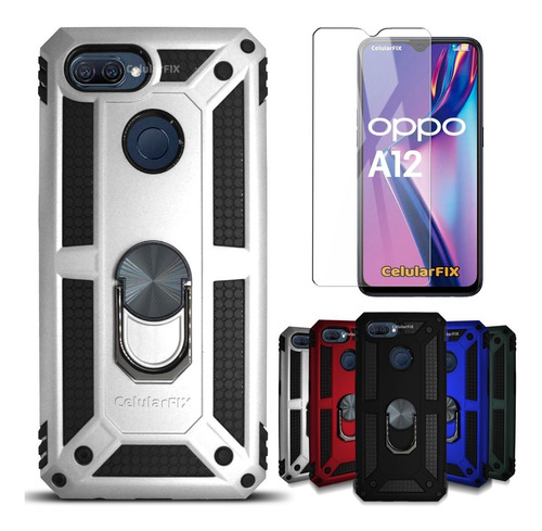 Funda P/ Oppo A12 Uso Rudo Con Anillo Sujetador Mica Cristal