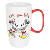 Taza Cerámica Disney Mickey Y Minnie Love You Lots 600ml Color Blanca