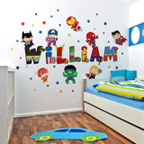 Vinilo Decorativo Superheroes Avengers Nombre Personalizado