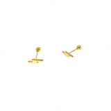 Arete Broquel Rayo Relampago Oro 14k Kt / Niña Mujer Regalo