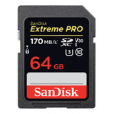 Cartao Sandisk Sdxc Extreme Pro 170mb/s 64gb Video Ultrahd