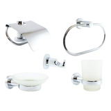 Set Kit Accesorios Baño Juego 5 Pzas Metal Cromado 794