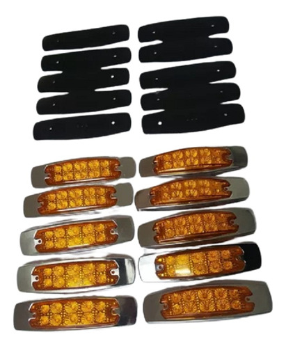 Plafon Tipo Peterbilt Leds Ambar Estrobo 12-24v Kit 10 Pzas