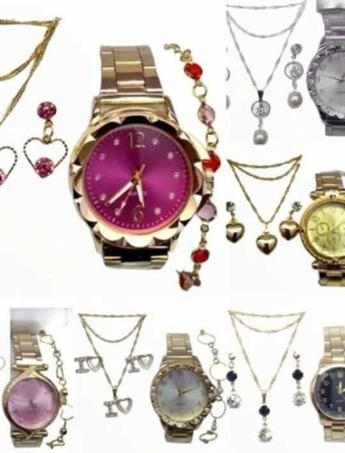 Kit Com 10 Relógios  Feminino Eura+caixas+pulseiras Atacado