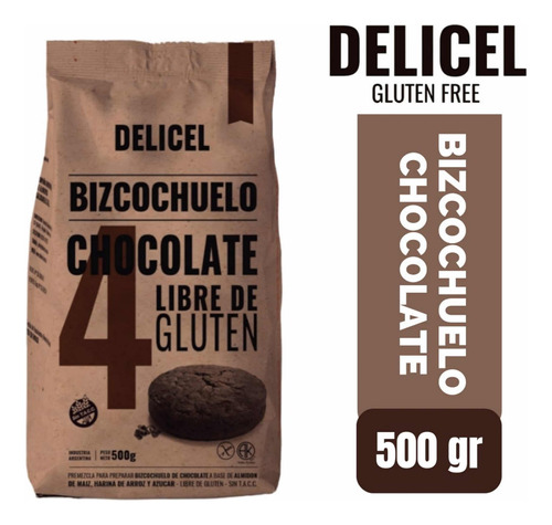 Premezcla Bizcochuelo De Chocolate Delicel Sin Tacc X 500 Gr Delicel Bizcochuelo - Chocolate - Unidad - 1 - 1