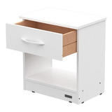 Mesa De Luz Super Express Blanco Con 1 Cajon Amplio