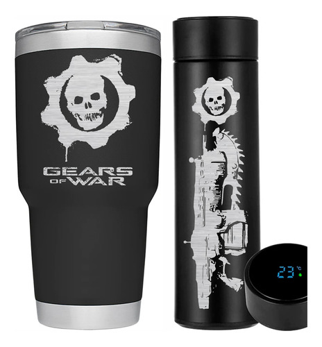 Gears Of War Kit Termo Digital Más Termo 30oz Acero Inox