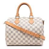 Bolsa Lv Speedy 30 Azur Damier Piel Genuina Con Bandolera