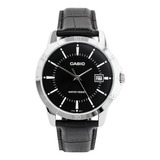 Reloj Casio Mtp-v004l-1a Clásico, Cuero Negro, Fecha