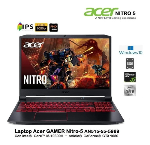 Acer Nitro-5 Core I5-10300h 8gb 512gb 15.6fhd Gtx 4gb Gamer