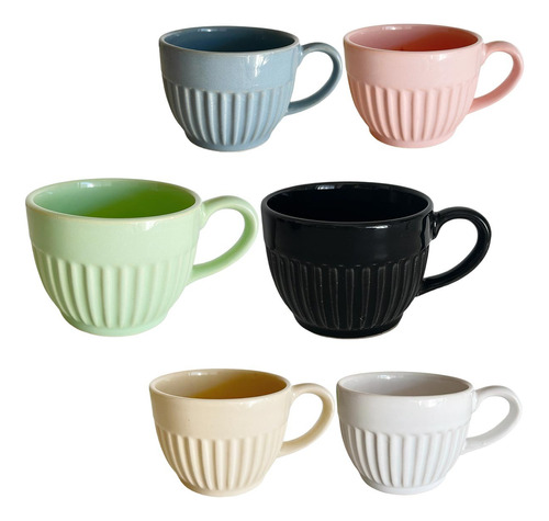 Taza Te Cafe Ceramica Chica Canela Colores 350ml