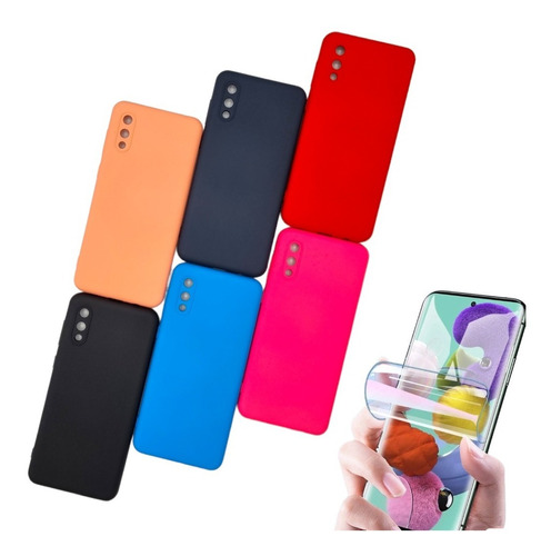 Funda De Silicona Con Felpa + Film Hidrogel Para Samsung