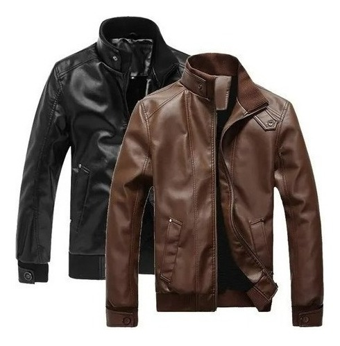 Chaqueta De Cuero Lazhu Para Hombre Casaco Motoqueiro