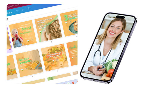 Pack Canva Nutricionista /100 Artes Editaveis + Bônus 