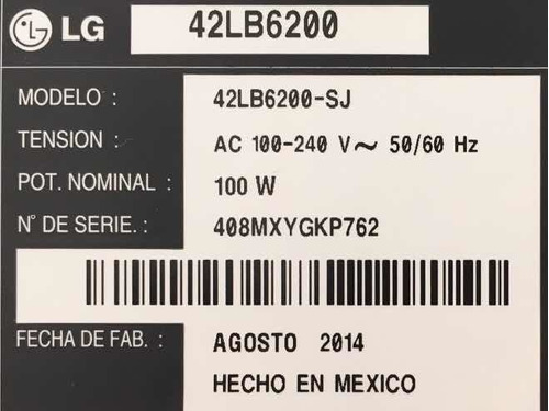 Repuestos Para Tv LG 42lb6200