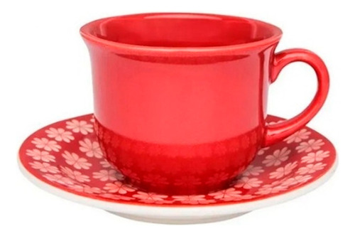 Set X6 Tazas De Té Con Plato Renda Rojo 200cc Oxford Café Té