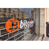 Adesivo Aceitamos Bitcoin Criptomoeda Cripto Vitrine Loja G