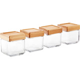 Anchor Hocking Stackable Jars With Bamboo Lid, 1-quart, Set 