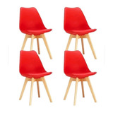 Silla Tulip Eames Roja X4 Unid Importada Calidad Premium 