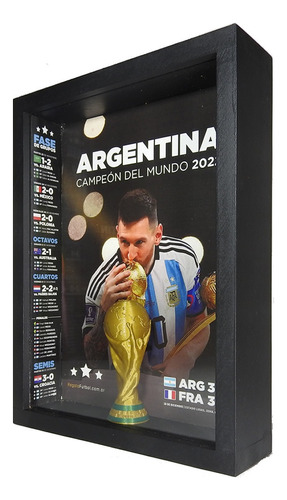 Adorno Box Cuadro Copa 3d Argentina Campeon Messi Futbol 