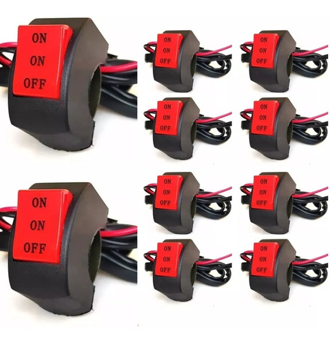 10pcs Boton Switch Universal Moto On / On / Off 2 Pasos