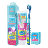 Kit Dental Infantil Peppa Pig Dentalclean Azul 4 Em 1