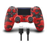 Control Joystick Para Ps4 Pc Celular Rojo Camuflado + Cable