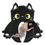 Mega Puff Tipo Cama De Gato Negro 2 Metros Peluche 