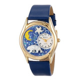 C0150014 Clásico Oro Oso De Polar Azul Cuero Y Dorado Reloj