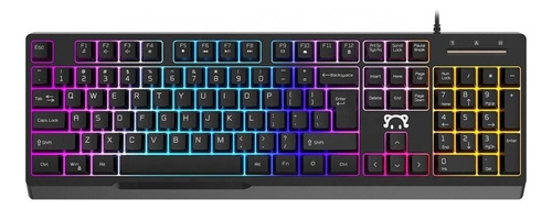 Teclado Gamer Ajazz Stk090 Qwerty Inglés Us Color Negro Con Luz Rgb