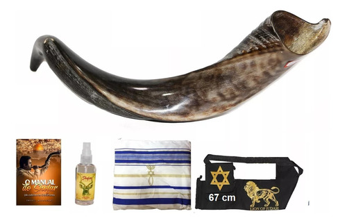 Shofar De Antílope + Talit + Capa + Livro - De Israel #m5