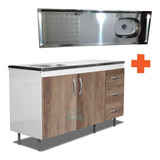 Bajo Mesada Para Cocina 1.40 Mts. 3 Cajones + Bacha Inox !!