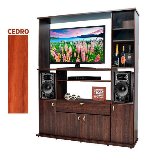 Mueble Modular Tv Led Audio Platinum 553 Color Cedro