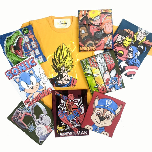 Remera Manga Larga De Niños Con Personajes Pack X 3