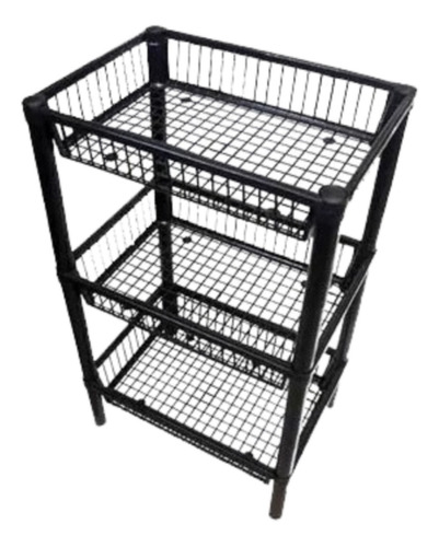 Canasto Multiuso Organizador X3 Estantes 69cm Negro .