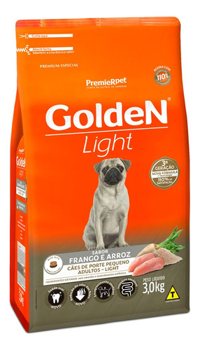 Ração Golden Light P/ Cães Adultos Porte Pequeno 3kg