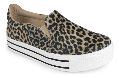 Tênis Feminino Via Marte Onça Tigre Aniamal Print Slip On