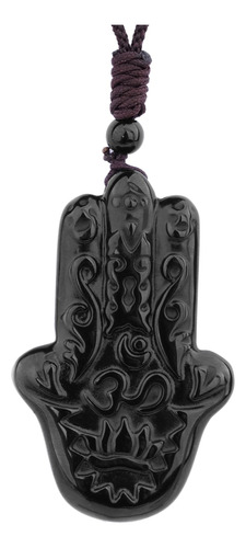 Asgift Collar De Obsidiana Negra Con Amuleto De Piedra Cura.