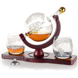 Evofly Whiskey Decanter Set, Globe Shape, 2 Glasses