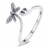 Anillo De Plata 925 - Ajustable Unitalla - Colibrí Y Corazón