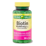 Biotina 10.000 Mcg Spring Valley® - 120 Capsulas - Eua