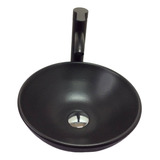 Kit Lavabo Ovalin Cerámica Esfera 39cm Grifo Negra Accesorio